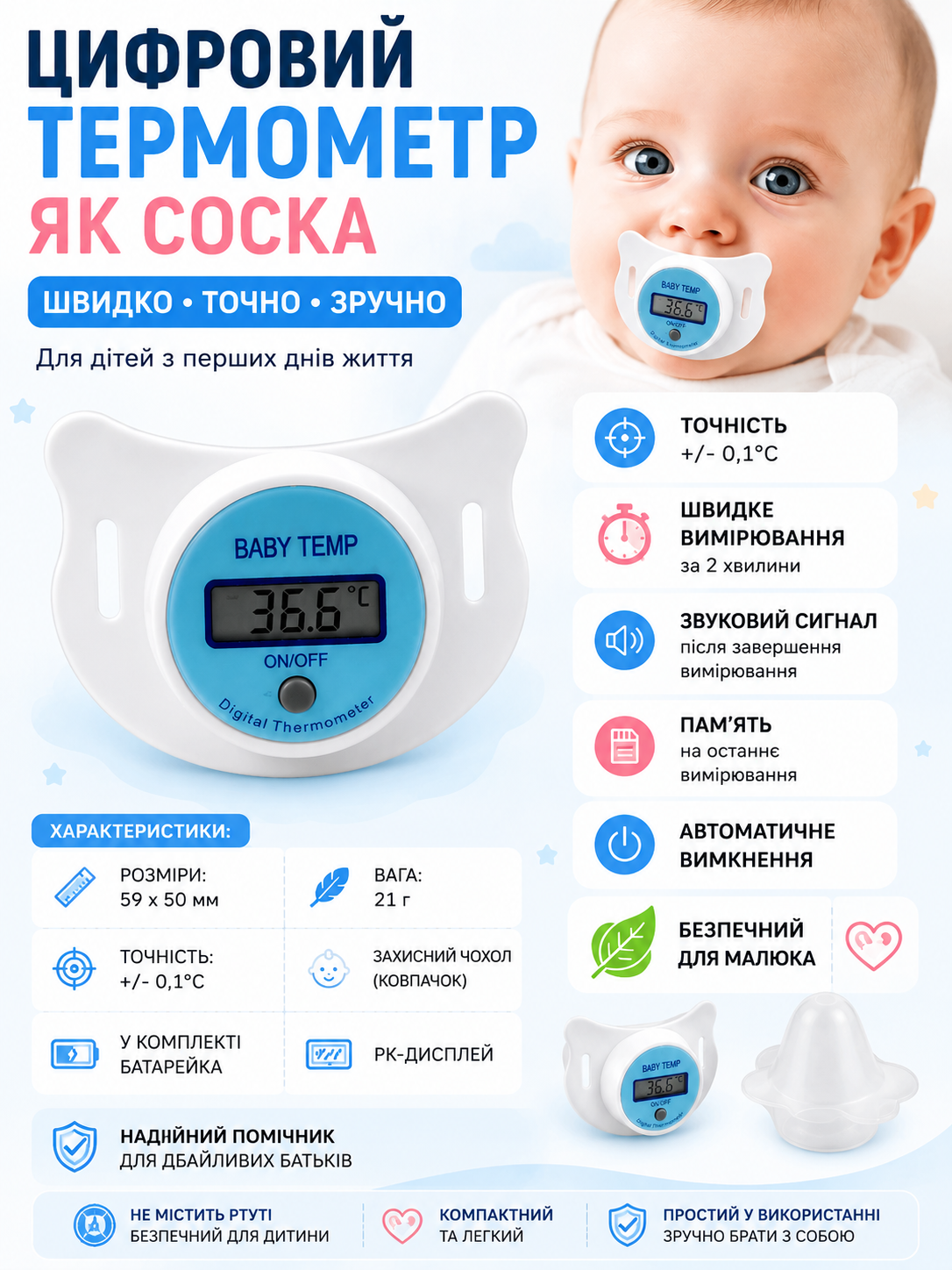 Дитячий термометр соска купити Україна